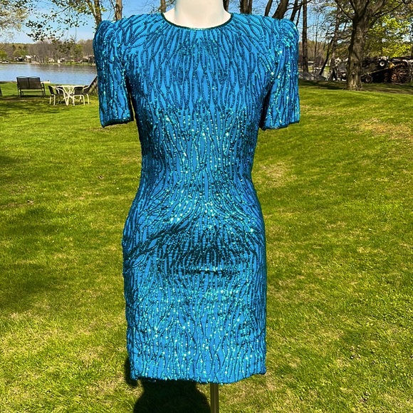 Vintage Dresses & Skirts - Vintage Stenay silk & sequin dress 6